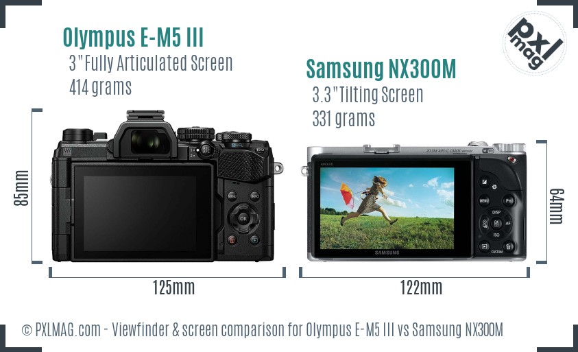 Olympus E-M5 III vs Samsung NX300M Screen and Viewfinder comparison