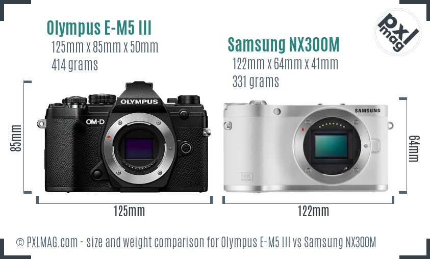 Olympus E-M5 III vs Samsung NX300M size comparison