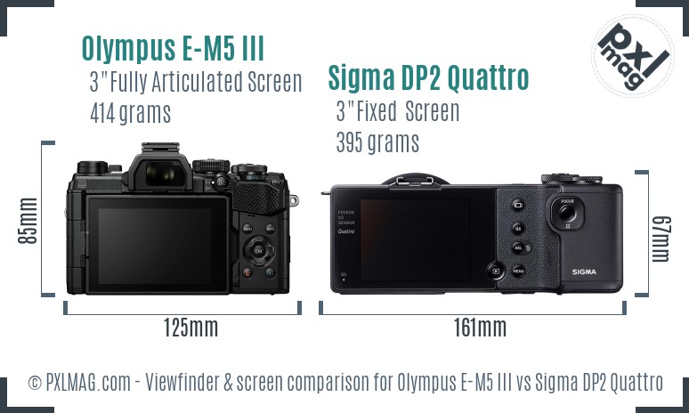Olympus E-M5 III vs Sigma DP2 Quattro Screen and Viewfinder comparison
