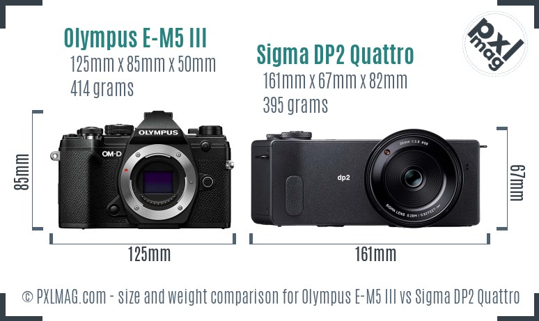 Olympus E-M5 III vs Sigma DP2 Quattro size comparison