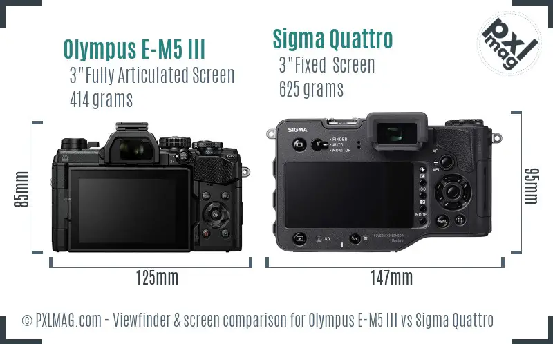 Olympus E-M5 III vs Sigma Quattro Screen and Viewfinder comparison