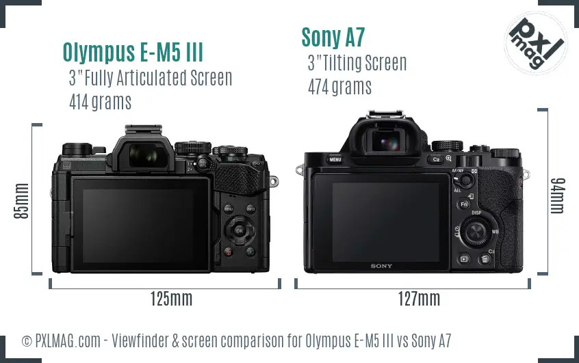 Olympus E-M5 III vs Sony A7 Screen and Viewfinder comparison