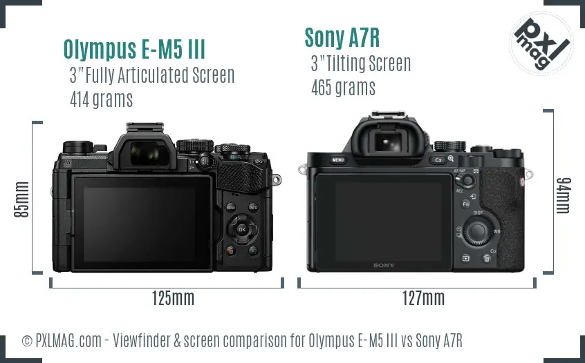 Olympus E-M5 III vs Sony A7R Screen and Viewfinder comparison