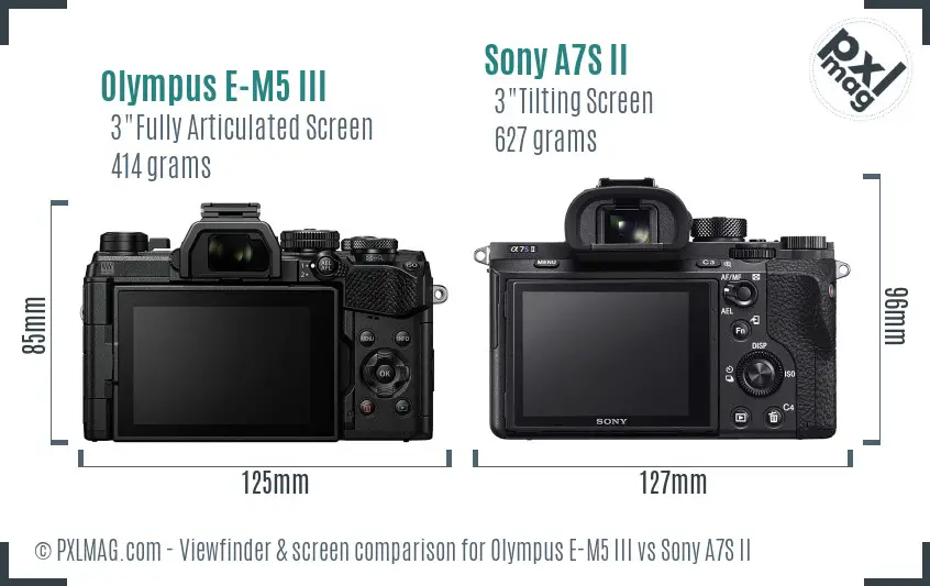 Olympus E-M5 III vs Sony A7S II Screen and Viewfinder comparison