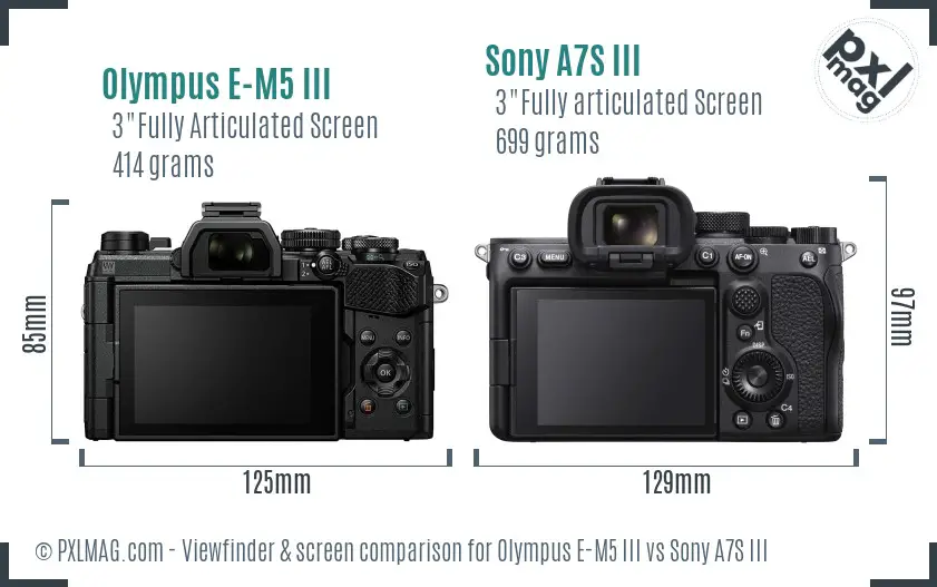 Olympus E-M5 III vs Sony A7S III Screen and Viewfinder comparison