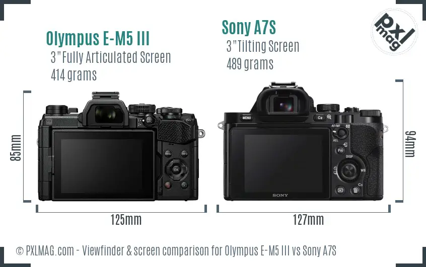 Olympus E-M5 III vs Sony A7S Screen and Viewfinder comparison