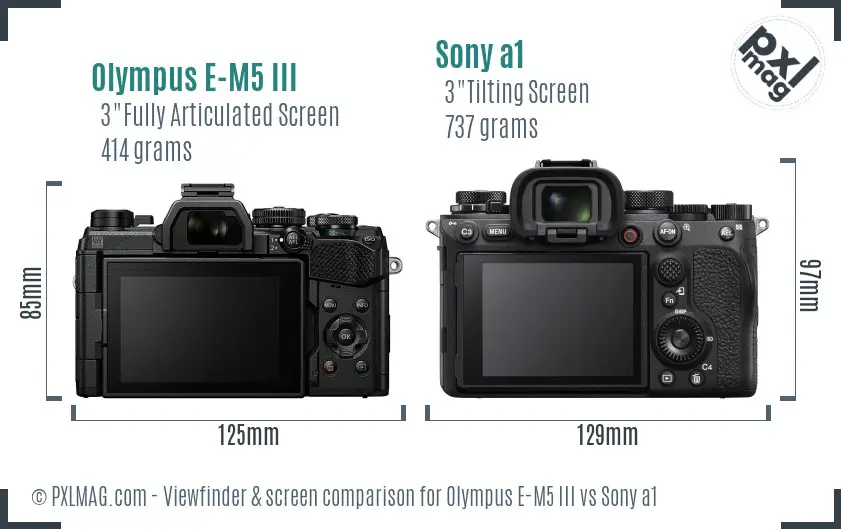 Olympus E-M5 III vs Sony a1 Screen and Viewfinder comparison