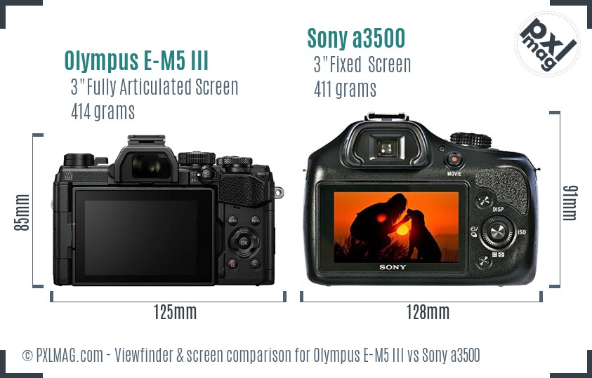Olympus E-M5 III vs Sony a3500 Screen and Viewfinder comparison