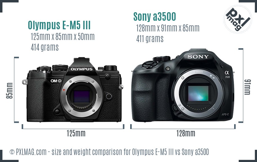 Olympus E-M5 III vs Sony a3500 size comparison Olympus E-M5 III vs Sony a3500 size comparison