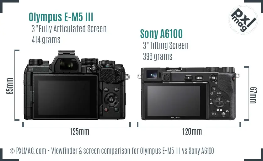 Olympus E-M5 III vs Sony A6100 Screen and Viewfinder comparison