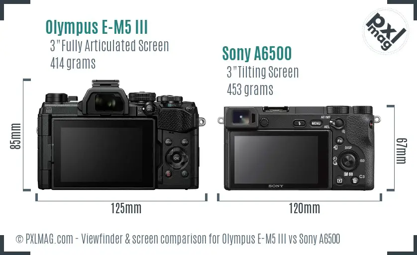 Olympus E-M5 III vs Sony A6500 Screen and Viewfinder comparison