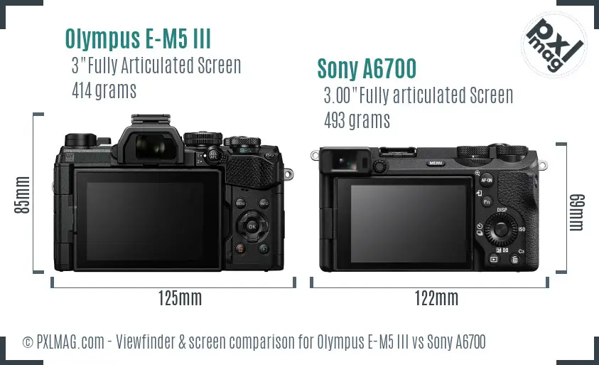 Olympus E-M5 III vs Sony A6700 Screen and Viewfinder comparison