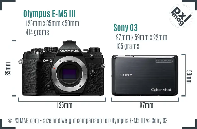 Olympus E-M5 III vs Sony G3 size comparison