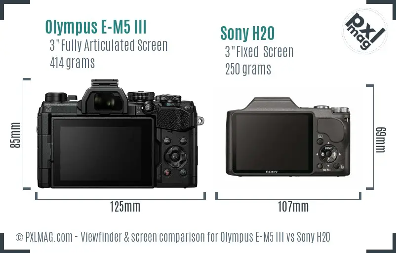 Olympus E-M5 III vs Sony H20 Screen and Viewfinder comparison