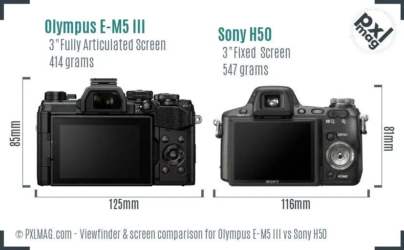 Olympus E-M5 III vs Sony H50 Screen and Viewfinder comparison