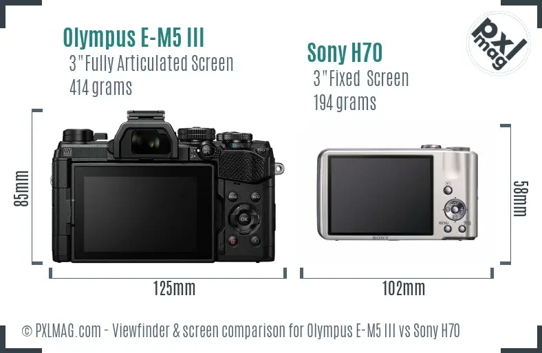 Olympus E-M5 III vs Sony H70 Screen and Viewfinder comparison