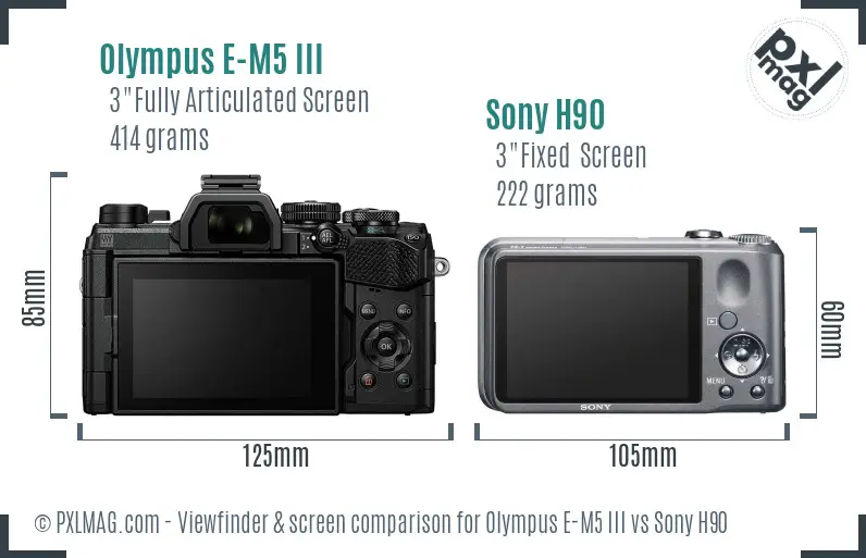 Olympus E-M5 III vs Sony H90 Screen and Viewfinder comparison