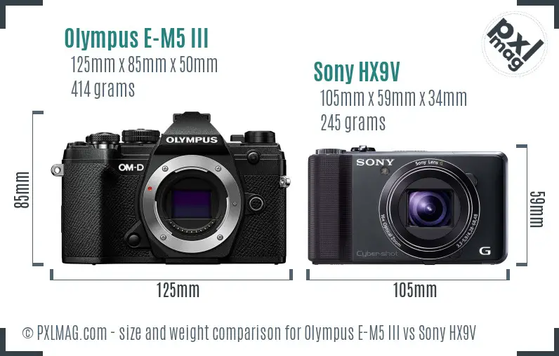Olympus E-M5 III vs Sony HX9V size comparison