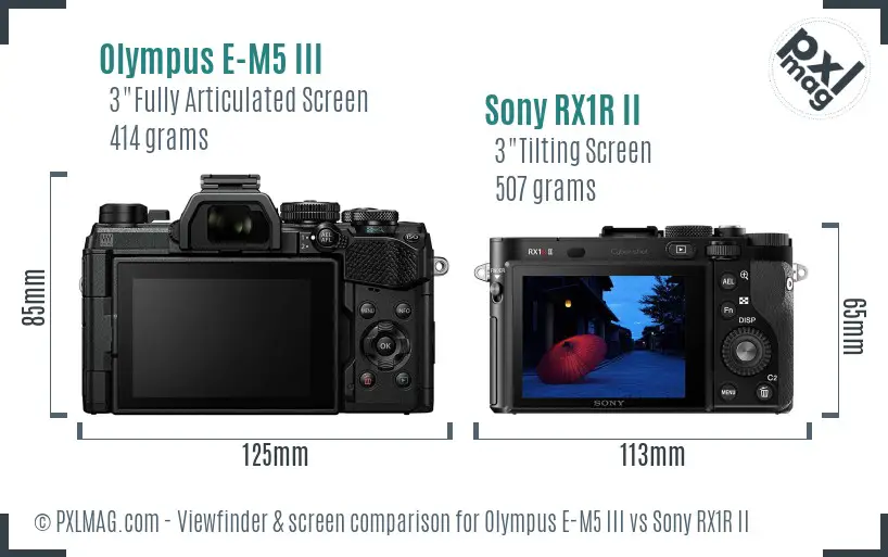 Olympus E-M5 III vs Sony RX1R II Screen and Viewfinder comparison