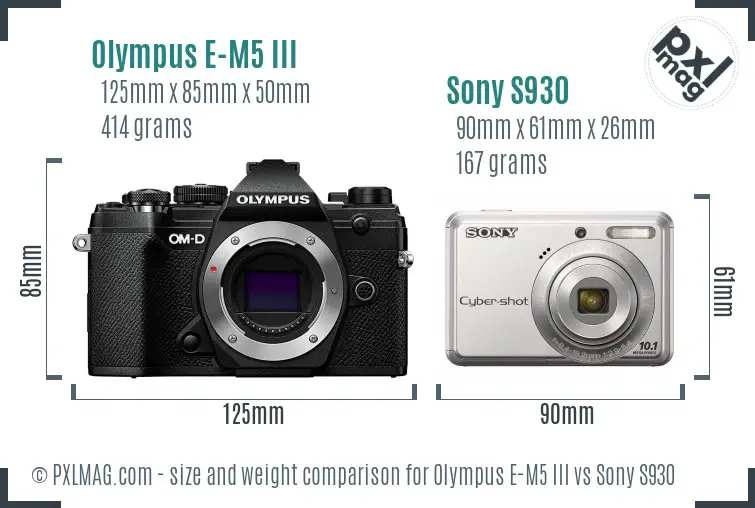 Olympus E-M5 III vs Sony S930 size comparison