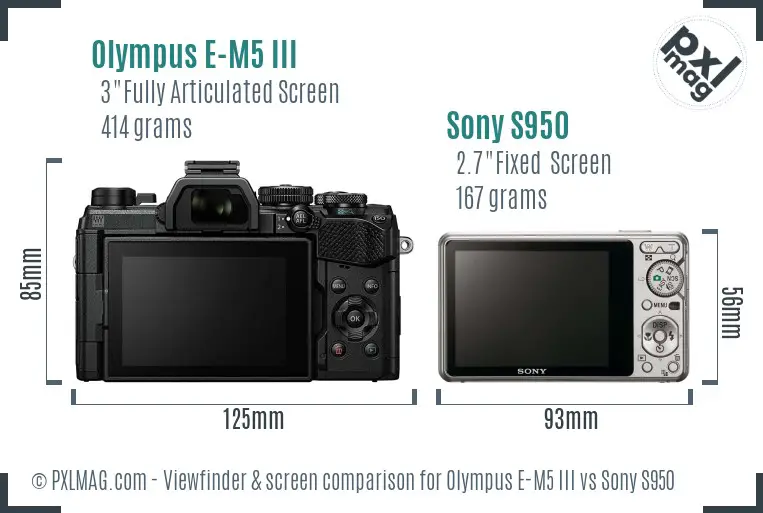 Olympus E-M5 III vs Sony S950 Screen and Viewfinder comparison