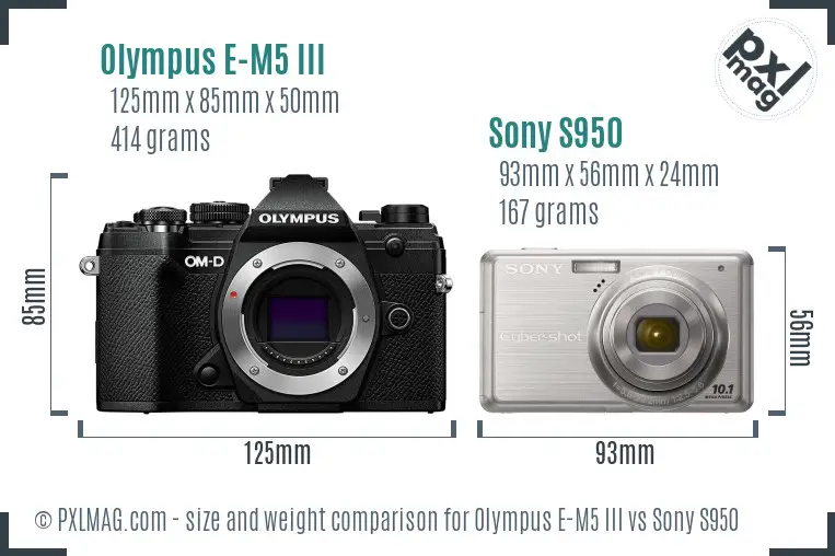 Olympus E-M5 III vs Sony S950 size comparison