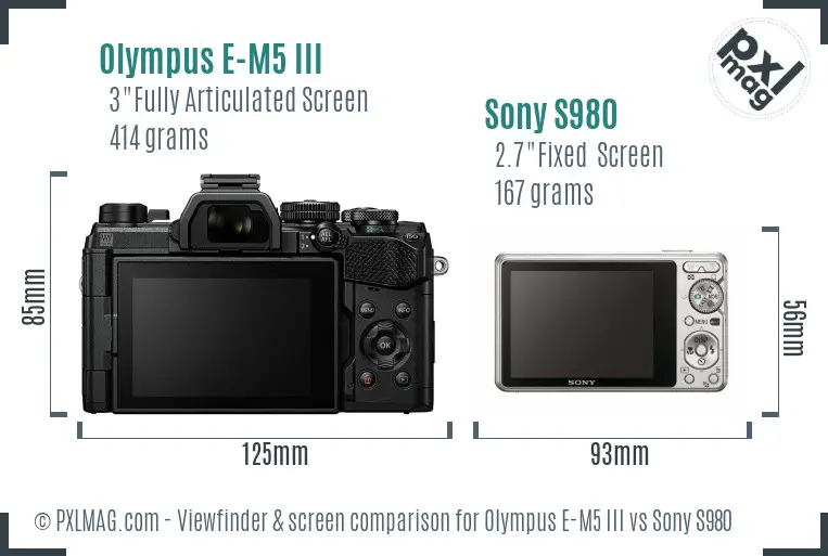Olympus E-M5 III vs Sony S980 Screen and Viewfinder comparison Olympus E-M5 III vs Sony S980 Screen and Viewfinder comparison