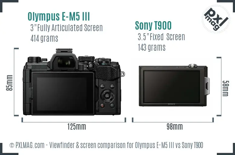 Olympus E-M5 III vs Sony T900 Screen and Viewfinder comparison