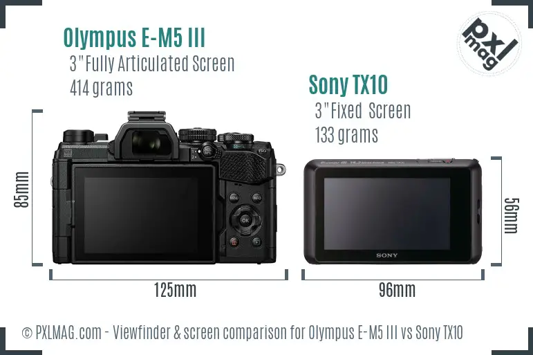 Olympus E-M5 III vs Sony TX10 Screen and Viewfinder comparison