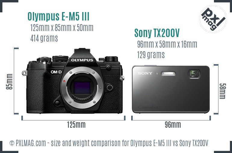 Olympus E-M5 III vs Sony TX200V size comparison