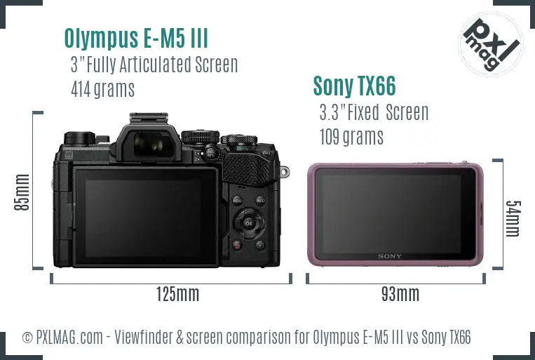 Olympus E-M5 III vs Sony TX66 Screen and Viewfinder comparison