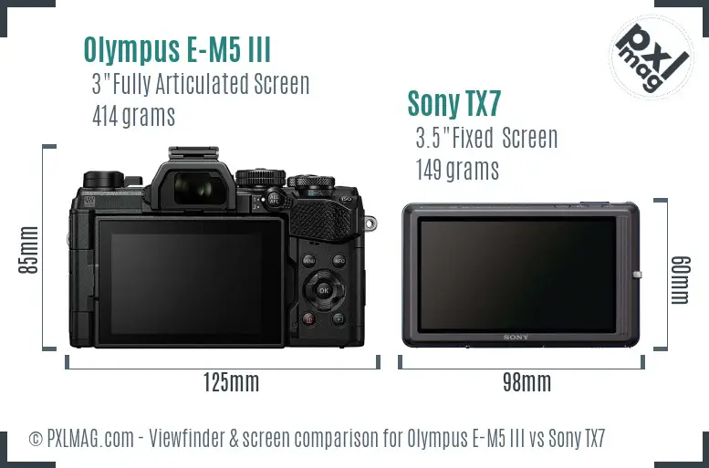 Olympus E-M5 III vs Sony TX7 Screen and Viewfinder comparison
