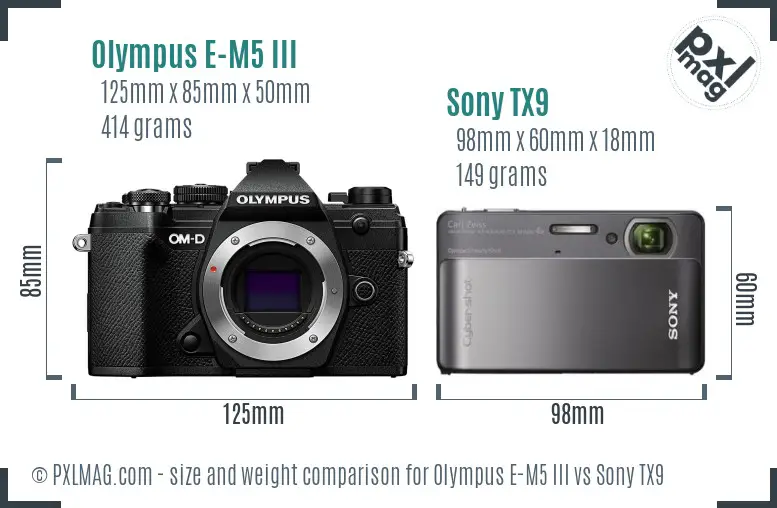 Olympus E-M5 III vs Sony TX9 size comparison Olympus E-M5 III vs Sony TX9 size comparison