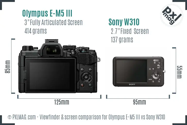 Olympus E-M5 III vs Sony W310 Screen and Viewfinder comparison Olympus E-M5 III vs Sony W310 Screen and Viewfinder comparison