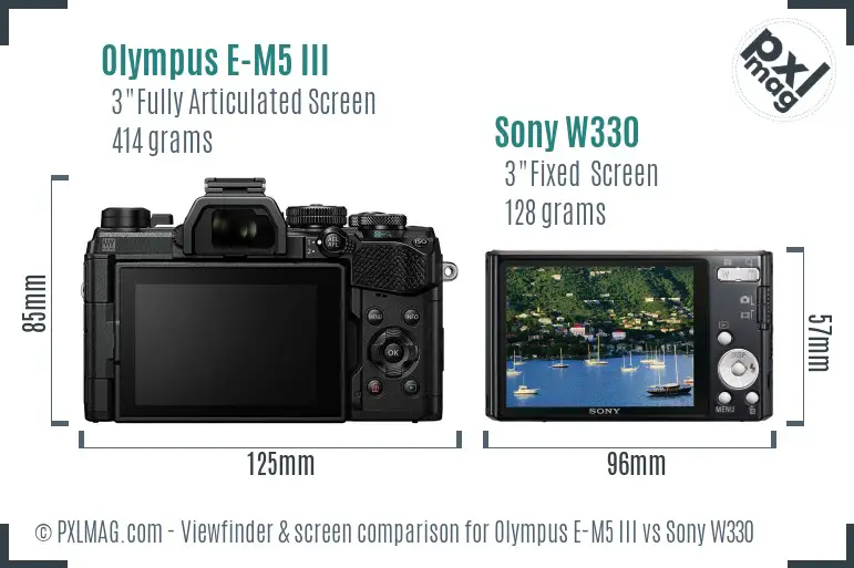 Olympus E-M5 III vs Sony W330 Screen and Viewfinder comparison