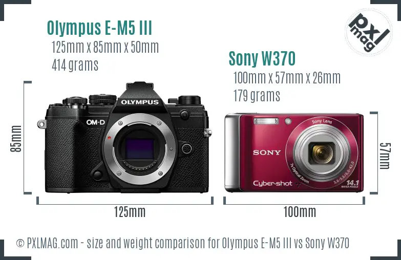 Olympus E-M5 III vs Sony W370 size comparison Olympus E-M5 III vs Sony W370 size comparison