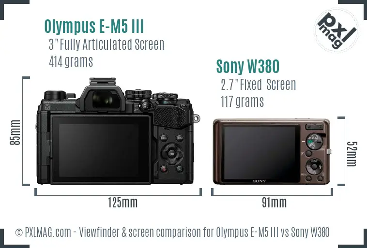 Olympus E-M5 III vs Sony W380 Screen and Viewfinder comparison Olympus E-M5 III vs Sony W380 Screen and Viewfinder comparison