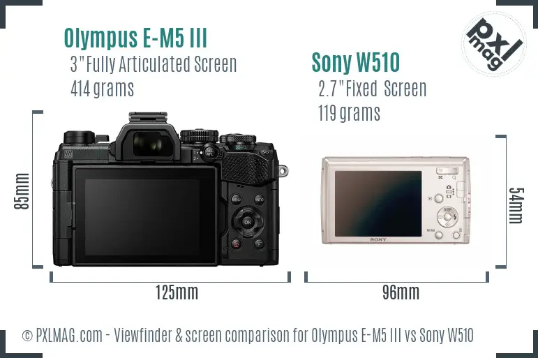 Olympus E-M5 III vs Sony W510 Screen and Viewfinder comparison