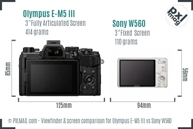 Olympus E-M5 III vs Sony W560 Screen and Viewfinder comparison Olympus E-M5 III vs Sony W560 Screen and Viewfinder comparison
