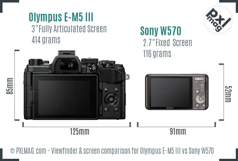 Olympus E-M5 III vs Sony W570 Screen and Viewfinder comparison