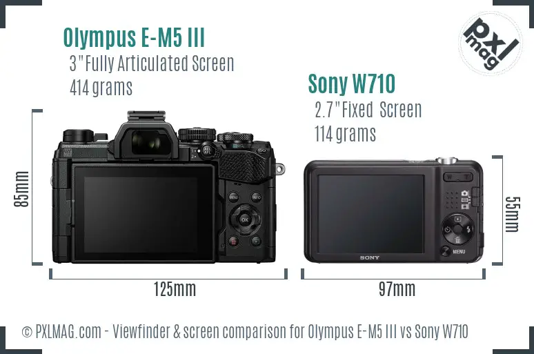 Olympus E-M5 III vs Sony W710 Screen and Viewfinder comparison