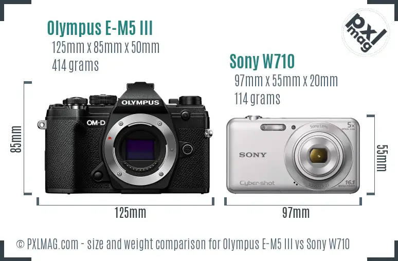 Olympus E-M5 III vs Sony W710 size comparison