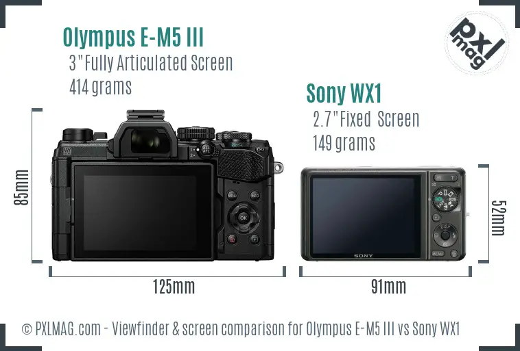 Olympus E-M5 III vs Sony WX1 Screen and Viewfinder comparison