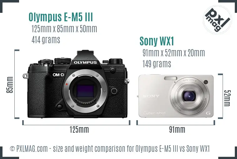 Olympus E-M5 III vs Sony WX1 size comparison