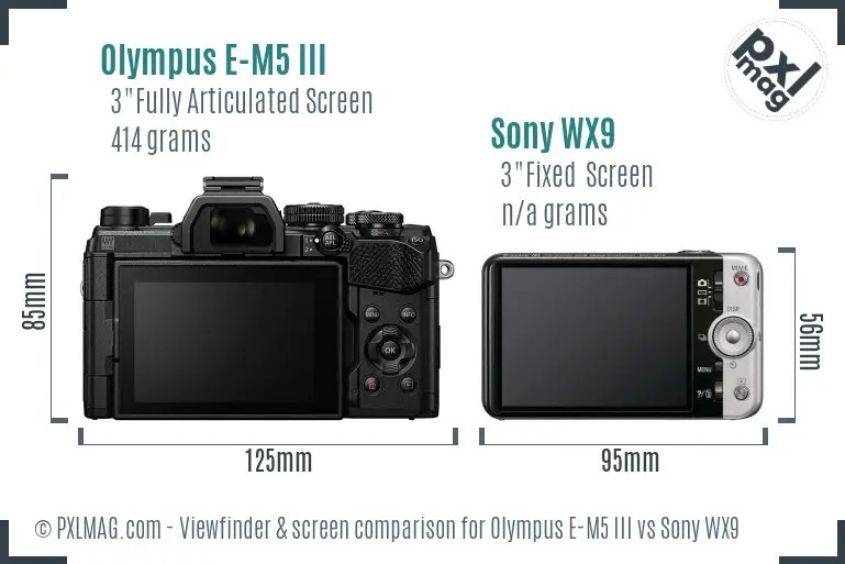 Olympus E-M5 III vs Sony WX9 Screen and Viewfinder comparison