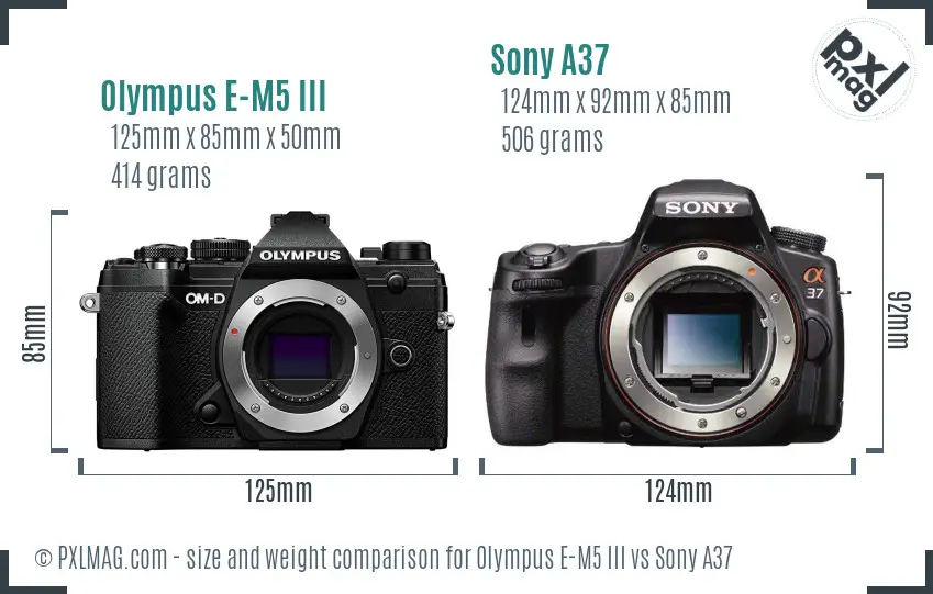 Olympus E-M5 III vs Sony A37 size comparison