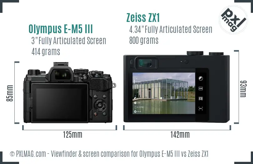 Olympus E-M5 III vs Zeiss ZX1 Screen and Viewfinder comparison