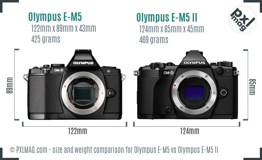 Olympus E-M5 vs Olympus E-M5 II size comparison