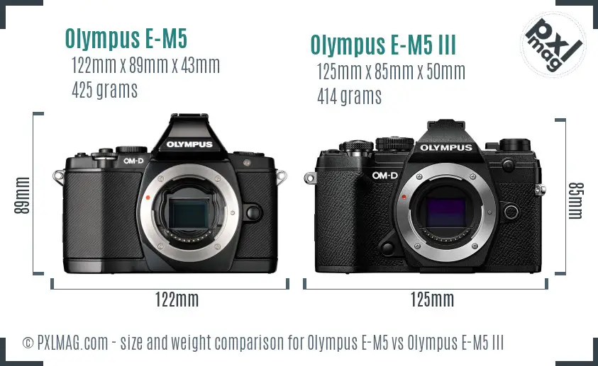 Olympus E-M5 vs Olympus E-M5 III size comparison