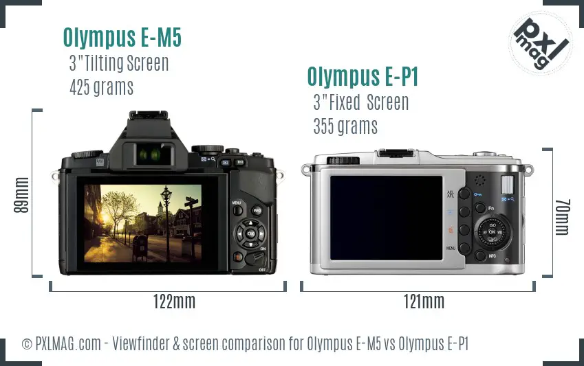 Olympus E-M5 vs Olympus E-P1 Screen and Viewfinder comparison